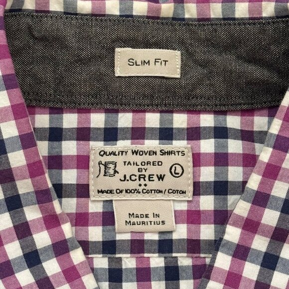 Tailored by J. Crew Factory Plaid Slim Button Down Shirt Business Casual Men's L - Picture 4 of 7